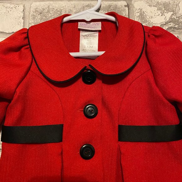 Iris & Ivy Baby Girl's Black Bow Coat 12 Months - Picture 2 of 7